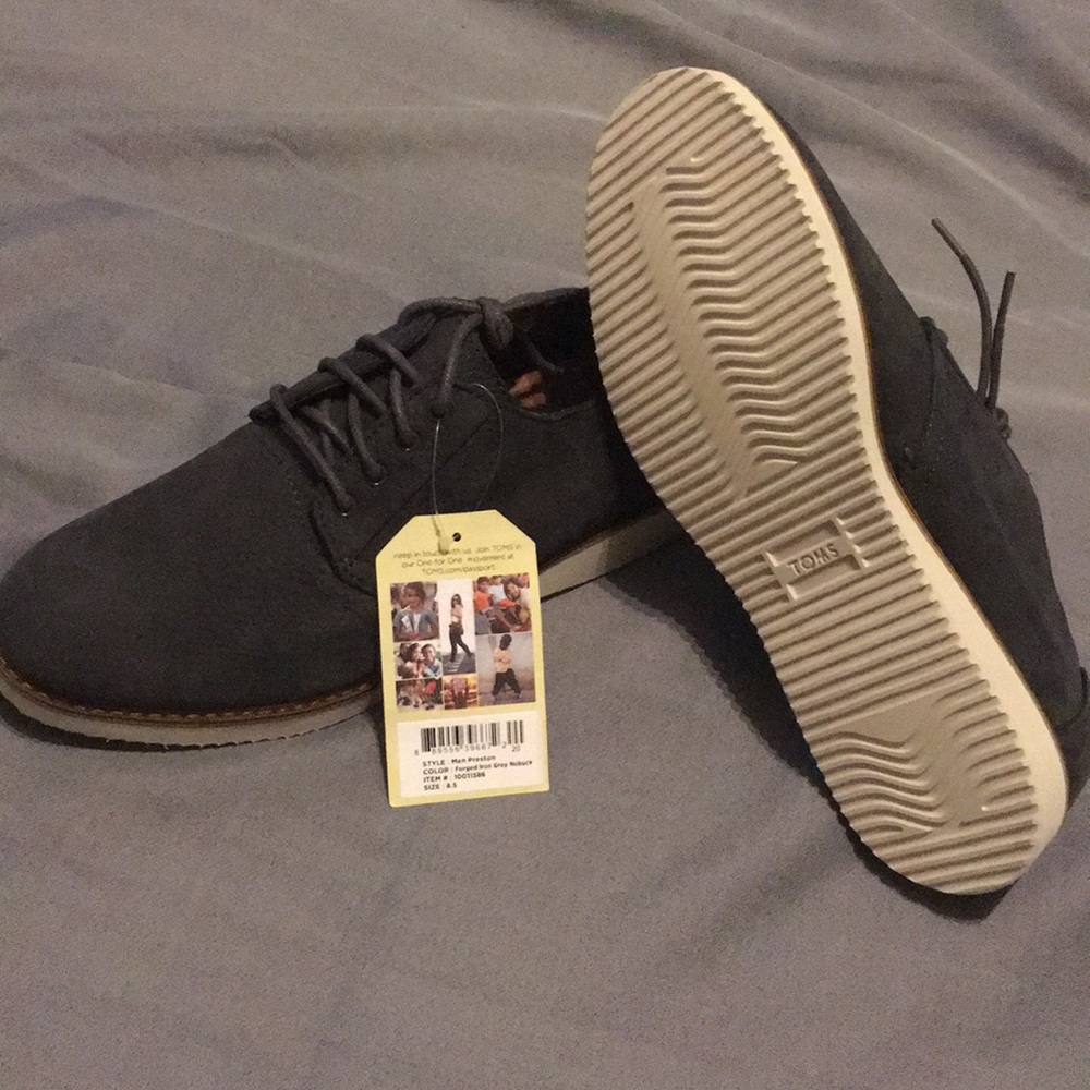 Toms 8.5, iron gray unbuckle
